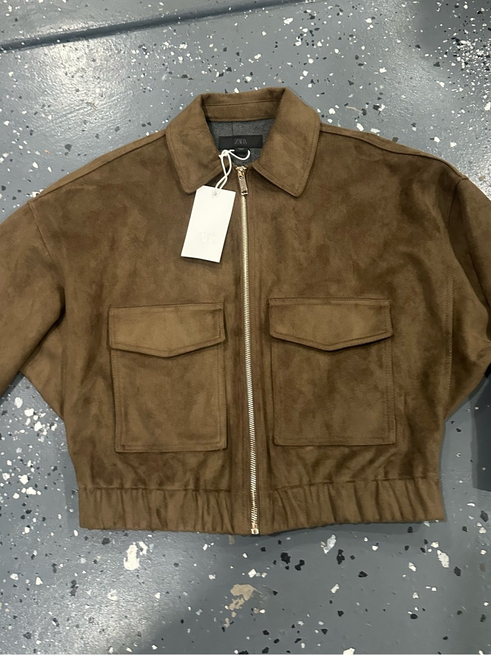 Zara Women's Brown Suede Bomber Jacket